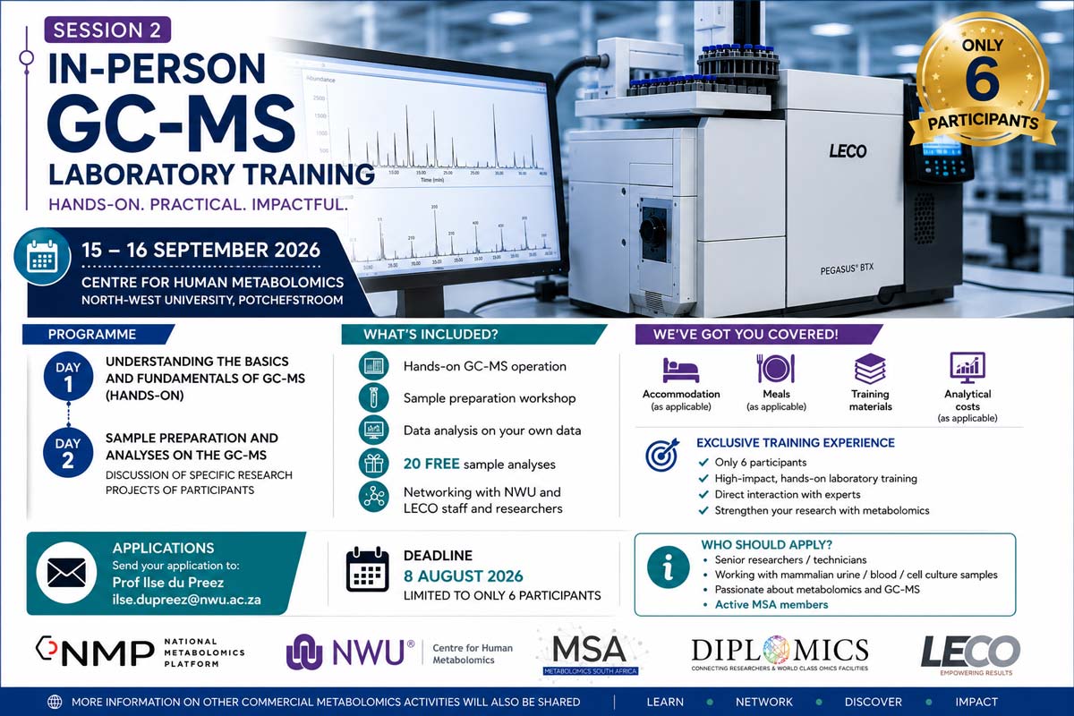 Researcher operating a GC-MS instrument at the Centre for Human Metabolomics, North-West University | MSA